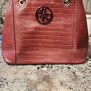Guess Red Croc-Embossed Tote